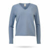 Mary Yve Cashmere V Pullover mit Rollkante Hellblau 50023 314