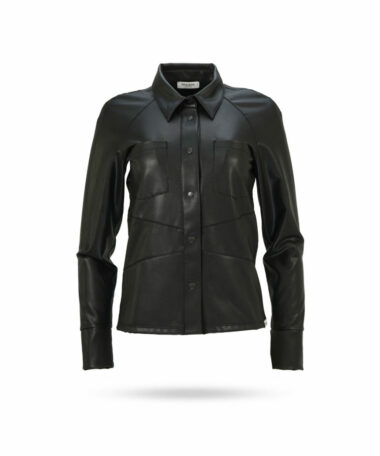 Penn Ink Lederimitat Bluse Schwarz W21N1016