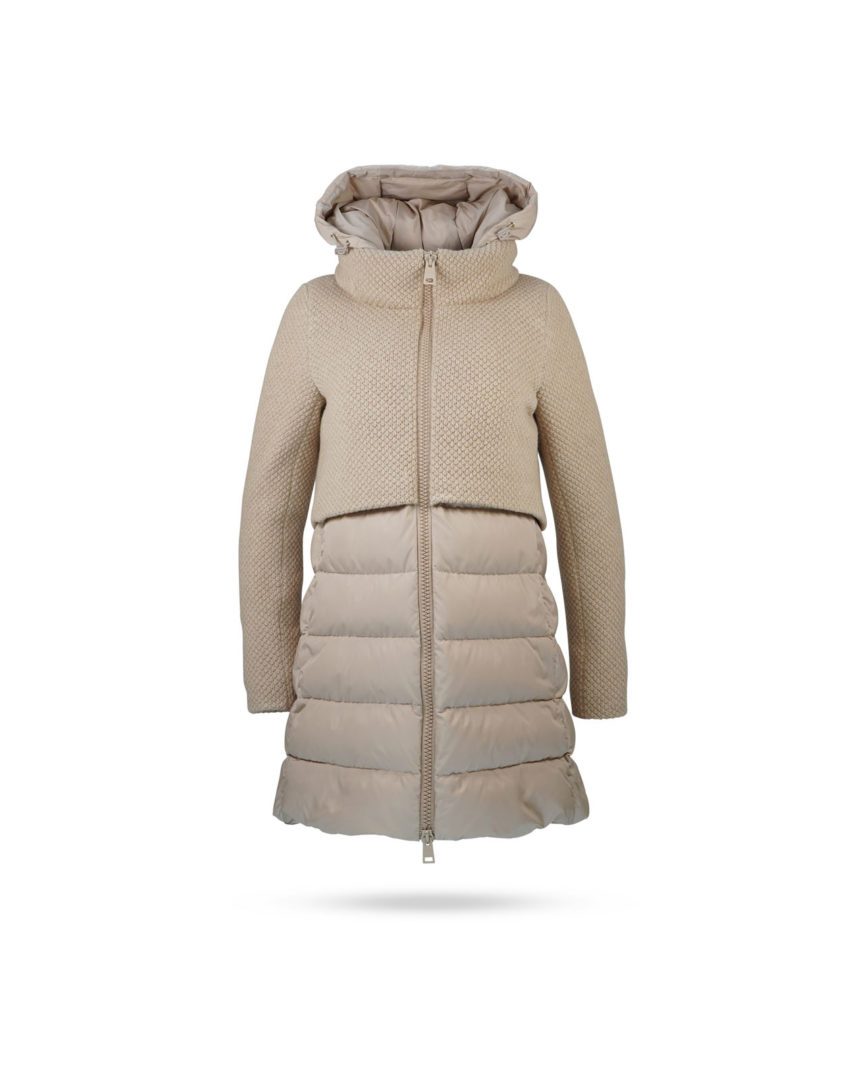 Herno-Daunenmantel-mit-Strickeinsatz-Beige-PI0822D-1 Herno Daunenmantel mit Strickeinsatz Beige PI0822D 1