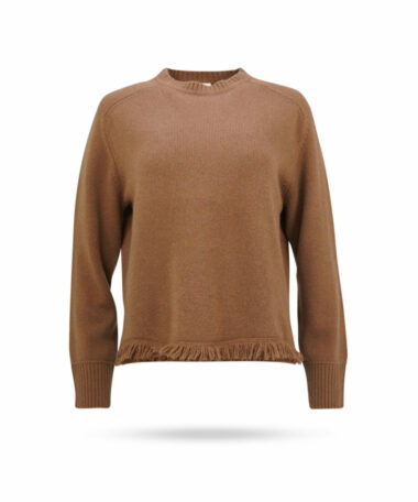 Mary Yve Cashmere Pullover mit Fransen Nougat 50227 713