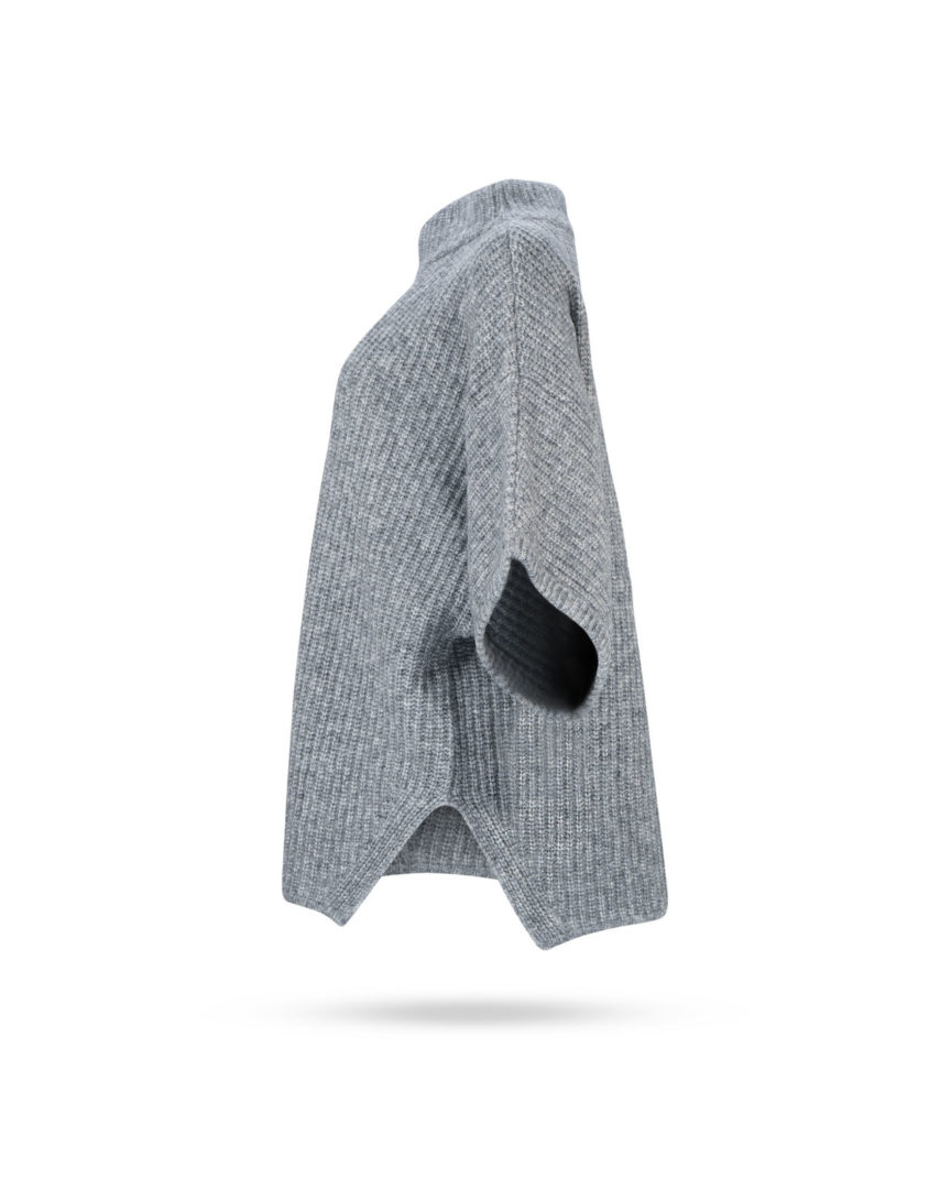 Mary-Yve-Grobstrick-Poncho-Pullover-Grau-87013-2 Mary Yve Grobstrick Poncho Pullover Grau 87013 2