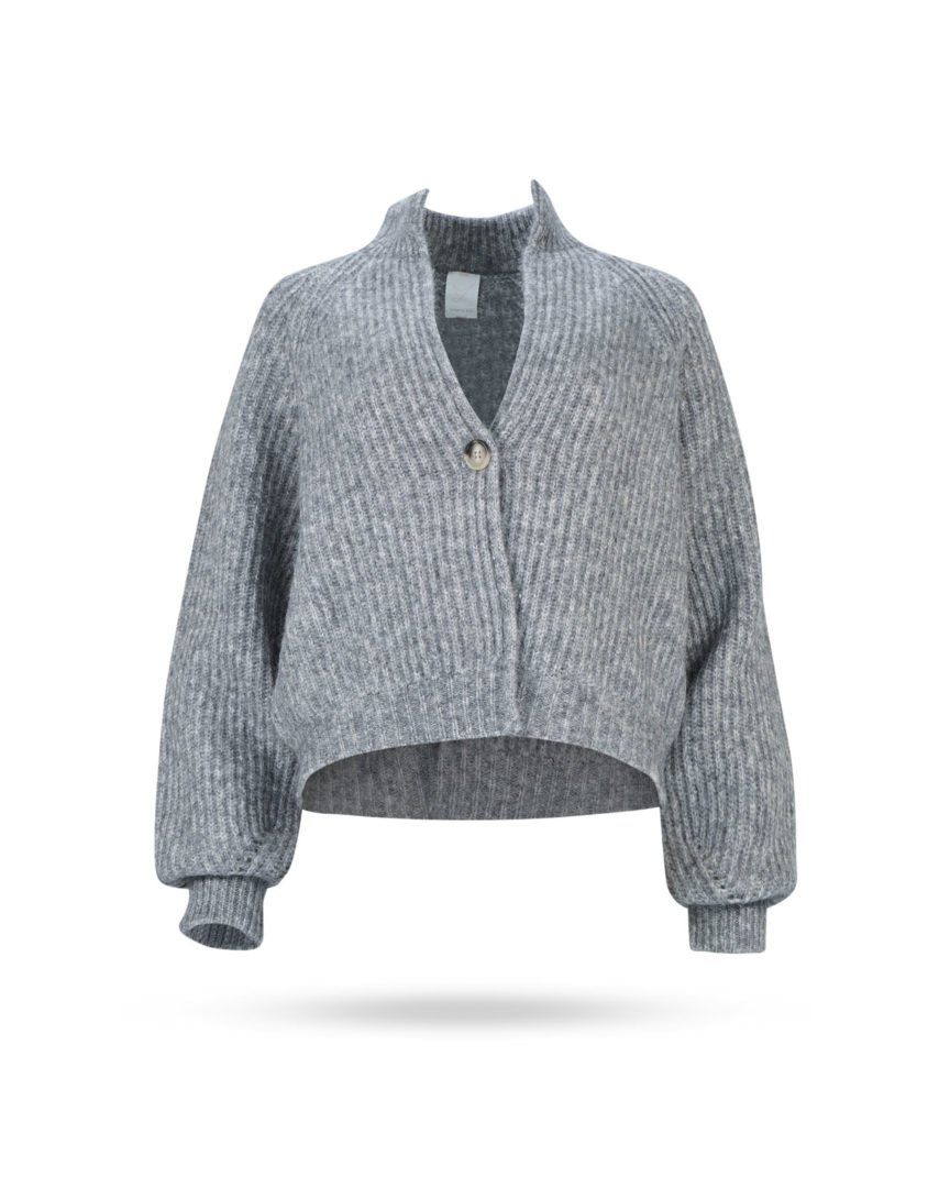 Mary-Yve-Grobstrick-Weste-mit-Ballonarm-Grau-87014 Mary Yve Grobstrick Weste mit Ballonarm Grau 87014