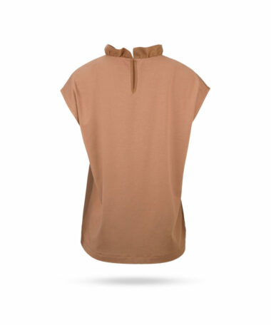 Mary Yve Seiden Jersey Bluse mit Stehkragen Nougat 20065 713 2