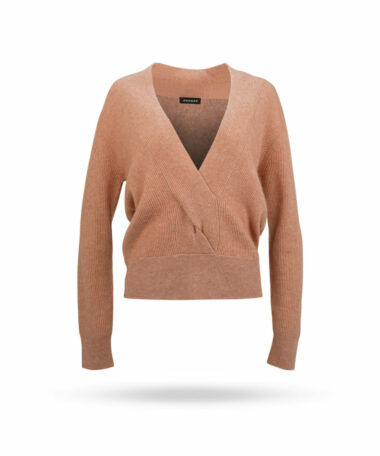 Repeat Grobstrick Pullover mit Wickeloptik Apricot 200604