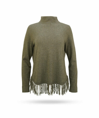 Repeat Pullover mit Fransen Schilfgruen 200644