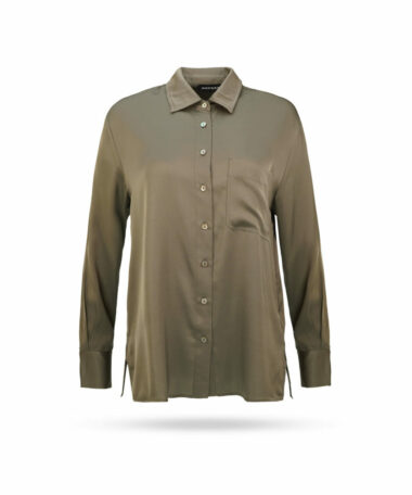 Repeat Seidenbluse mit Brusttasche Schilfgruen 600506
