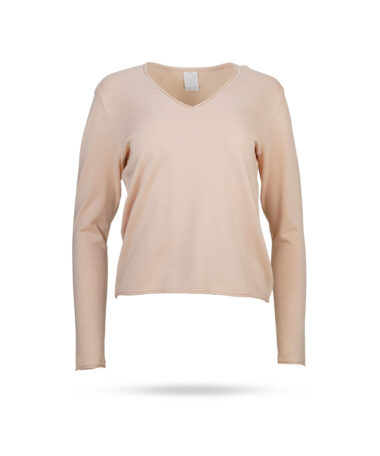 Mary-Yve-Viskose-V-Pullover-mit-Rollkante-Apricot-60033