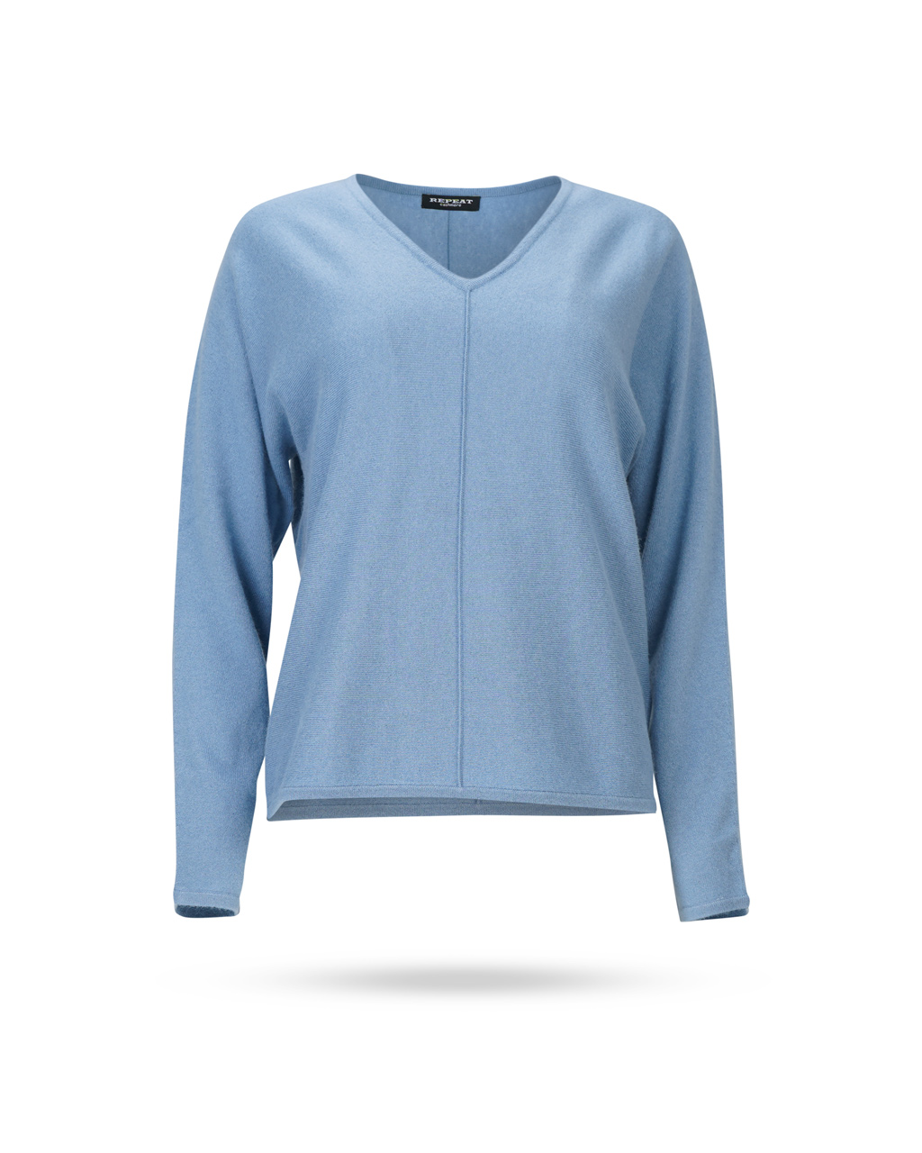 Repeat-Cashere-V-Pullover-mit-Naht-Mid-Blue-101565-1487 Repeat-Cashere-V-Pullover-mit-Naht-Mid-Blue-101565-1487
