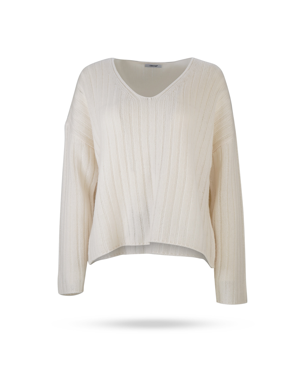Cuccia-V-Pullover-Rippstrick-Naturweiss-3001 Cuccia-V-Pullover-Rippstrick-Naturweiss-3001
