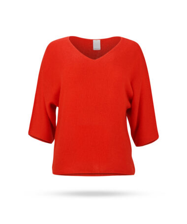 Mary-Yve-Cashmere-V-Pullover-3-viertal-arm-Orangerot-50385-442