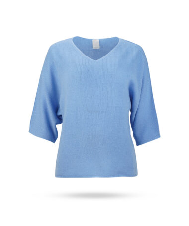 Mary-Yve-Cashmere-V-Pullover-3-viertel-arm-Himmelblau-50385