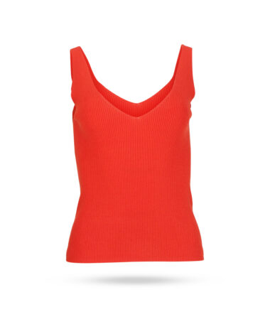 Mary-Yve-Viskose-Stricktop-V-Ausschnitt-Orangerot-60224