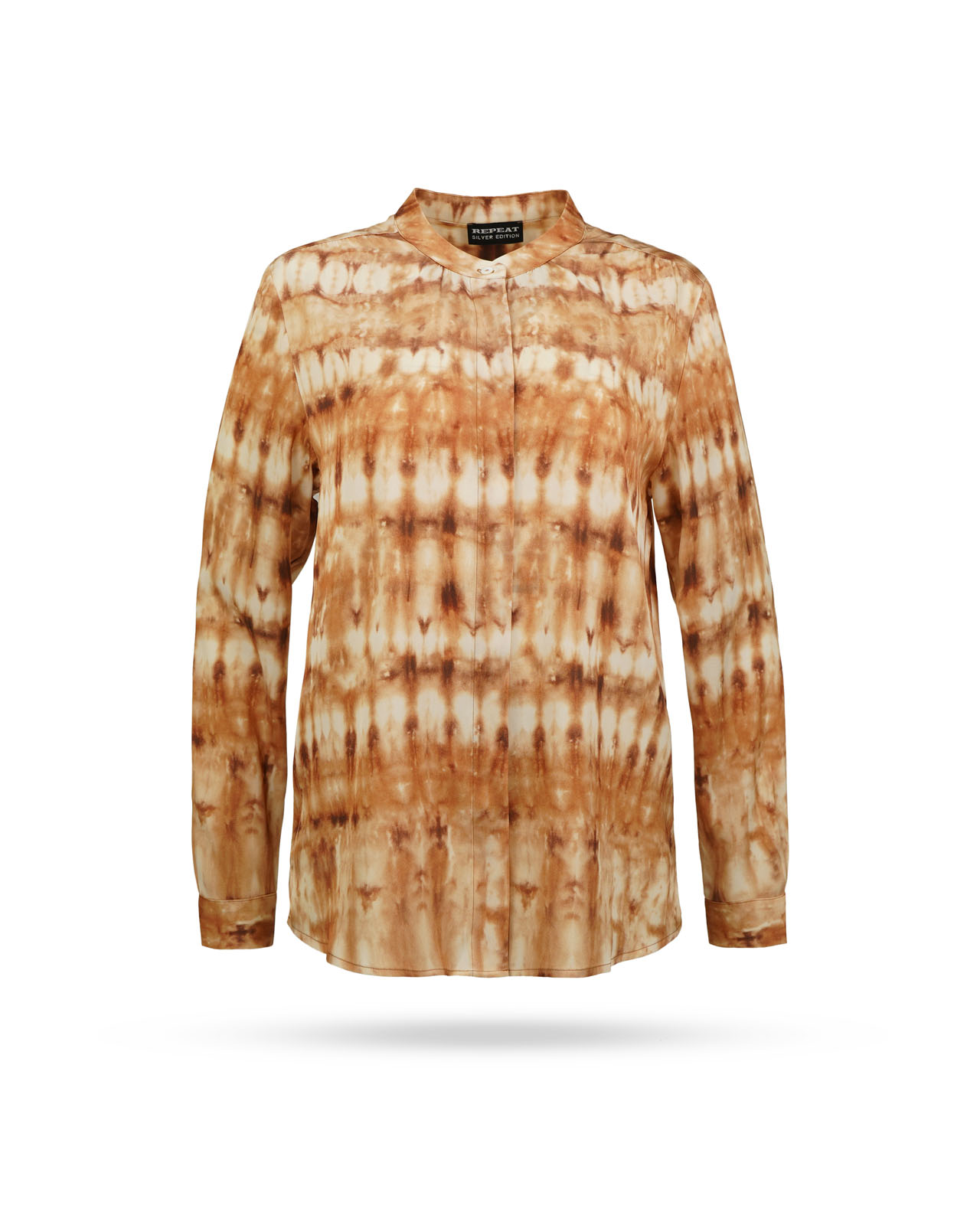 Repeat-Seidenbluse-mit-Print-Cognac-600515 Repeat Seidenbluse mit Print Cognac 600515