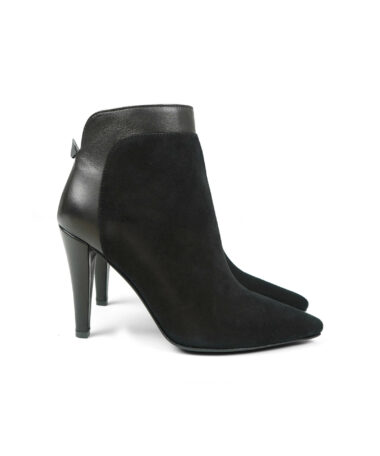 Studio Malori Stiefelette spitz hoch Schwarz Velour_1