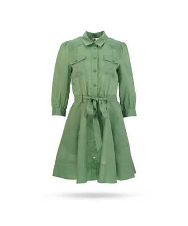 Twinset-Leinen-Blusenkleid-Avocado-231LM2XBB-1